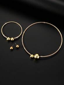 NAIZHU 4pcs/Set Fashionable Luxury Creative Rhinestone Metallic Jewelry Set, Exquisite Party & Holiday Accessories For Girls - Multicolor - View 6