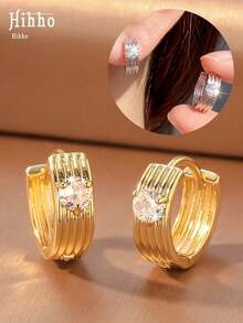 Hihho 1 Pair Luxury Style Elegant Versatile Women's Earrings Suitable For Commuting, Work, Dating, Dining, Daily Wear - Round - View 2