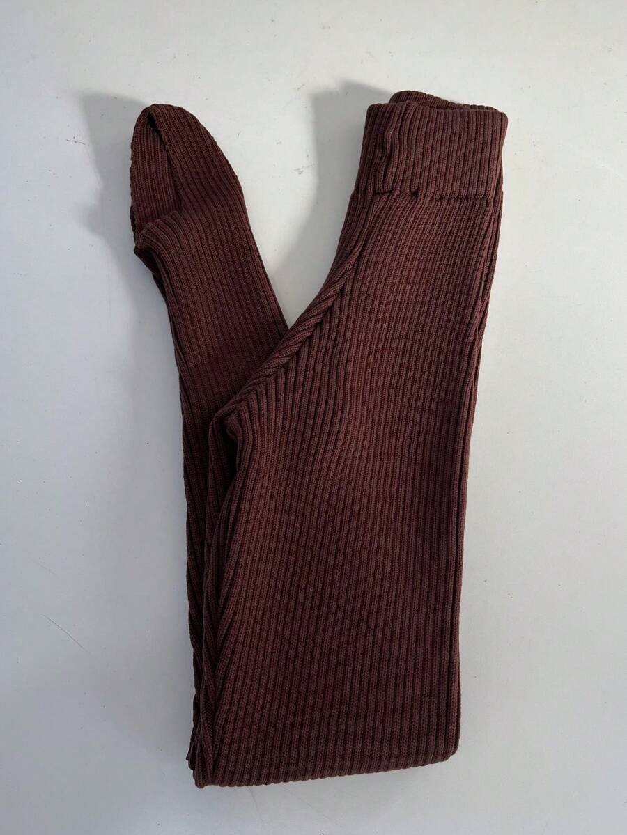 Turim Ribbed Foot Pants - Rust Brown - View 1