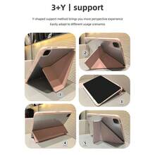 Protective Case Compatible With Ipad 11th Generation, A16 Fashion Y-Fold Tablet Case, High Transparency Acrylic Back Panel, Customizable DIY, Shockproof And Anti-Drop Full Coverage Protection, PU Leather, Suitable For IPad Air 11 Tablet Case, Suitable For IPad 9th Generation 10.2 Inch, 8th Generation 10.2 Inch, Pro 11, 10th Generation Tablet Case - Pink - View 5