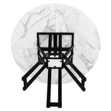 Mesa de comedor redonda (100 x 100 x 76 cm), mesa redonda ligera y lujosa para 4-6 personas, adecuada para comedor y sala de estar, patas doradas, sobremesa con efecto mármol en MDF - Negro - Ver 7