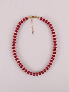1pc European & American Bohemian Round Geometric Natural Stone Cracked Effect Beaded Short Necklace With Stainless Steel Accessories For Women, Summer Beach Vacation - Handmade Stone Beaded Necklace With Stainless Steel Accents - View 19