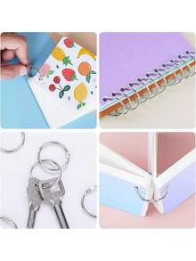 50pcs Loose Leaf Binder Office Book Rings 1-Inch, Nickel Plated Metal O Rings Keychain Key Ring, Silver Photo Album Flash Cards Index Cards Notebook Ring For Index Cards And School Documents Organization, Sliver,Card Holder - Silver - View 6