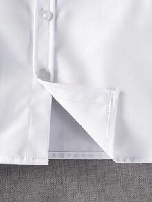 Tween Boys Classic White Long Sleeve Shirt With Contrast Stitching Chest Pocket Design, Suitable For Back To School, Weddings, Parties And Formal Occasions - White - View 11