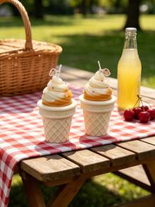Ice Cream Cone Gift Box Candle, Coffee Brown, Pink, Long-Lasting Fragrance, Smokeless And Non-Flammable, Birthday Gift, Wedding Decor Style, Room Bedroom Decoration, Back To School Season, Halloween, Christmas - Multiple Styles - View 9