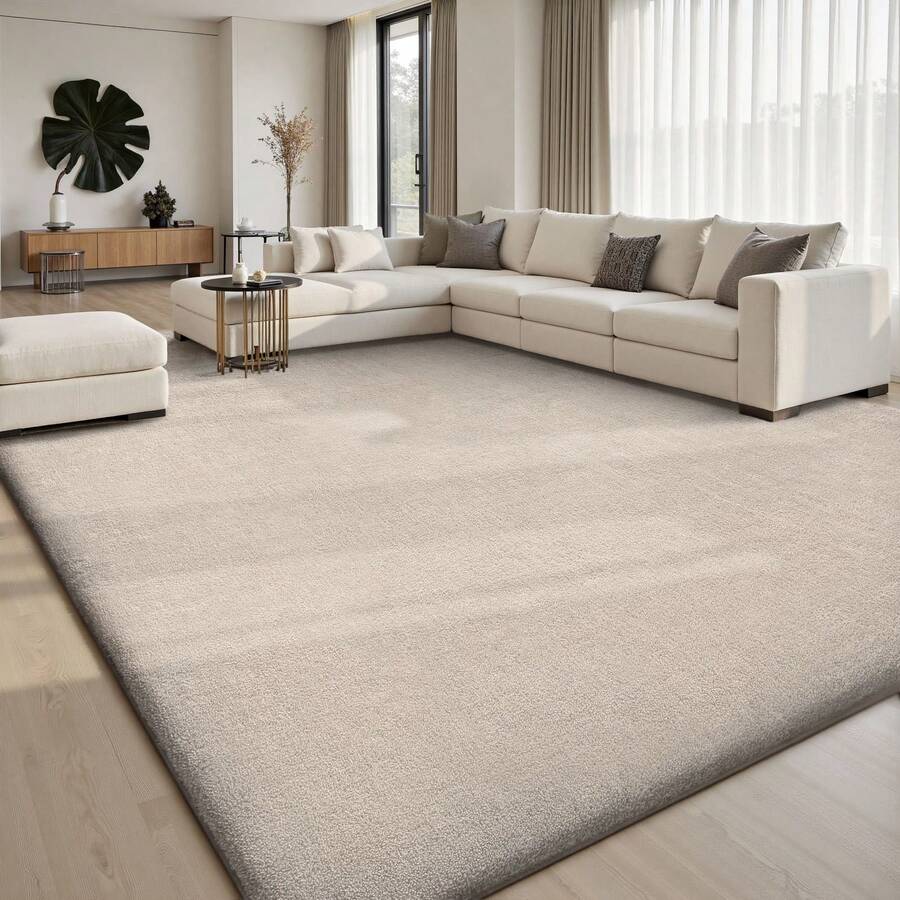 EDIMENS Rugs Living Room Large 160x230, Grey Rug For Bedroom Washable Area Rugs Anti Slip Fluffy Rug Shaggy Cream Carpets Extra Large Rugs For Living Room, Home Decor
