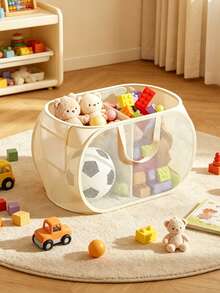 Toy Storage Basket, Large Capacity Plush Doll Organizer Bin For Kids Living Room, Household Laundry Basket Handheld Clothing Storage Bucket - Multicolor - View 2