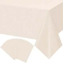 1/3/6/12pcs Ivory White Solid Color Plastic Party Tablecloths - 54" X 108" - Disposable Tablecloths, Suitable For Parties And Picnics, Perfect For Weddings, Christmas, Thanksgiving, Halloween - Ivory White - View 9