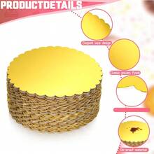 8Pcs Gold Scalloped Edge Round Cake Boards, Thick Sturdy Cake Base Cardboard Circles, Waterproof Oilproof Cake Tray Stand For Birthday Wedding Party Anniversary Baking Dessert Display - Gold - View 6