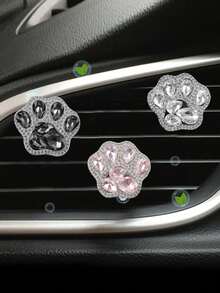 1pc Car Air Vent Aromatherapy Rhinestone Cat Paw Cute Air Vent Aromatherapy Giftable Cute Rhinestone Fresh Air Car Aromatherapy - A - 查看 11