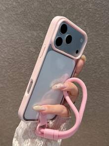 Acrylic Hard Pink Phone Case With Hand Strap, Compatible With IPhone 17 Pro Max/17 Pro/17/16 Pro Max/16/16 Pro/16 Plus/11/15/15 Pro/15 Pro Max/13/14 Pro Max/13 Pro/13 Pro Max/14 Pro/14 Pro Max, Anti-Yellowing Protective Cover, Acrylic Material - Pink + Bracelet - View 5