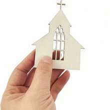 30pcs Unfinished House Shaped Wooden Tags, Blank Wooden Cutouts With Rope, For Christmas, Thanksgiving, Holiday, Wedding, Birthday Party Decoration - View 2