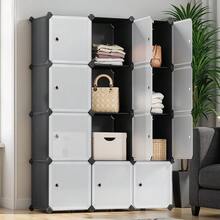 12-Cube Modular Plastic Storage Shelf With Soft-Close Doors – Space-Saving Living Room Organizer, Lightweight & Easy To Assemble, Neutral Design For Clutter-Free Spaces - Black - View 2