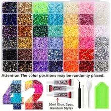 42色/36色樹脂果凍水鑽DIY套組，附水鑽筆、鑷子與3瓶B7000 DIY膠水，DIY手工平底水鑽鑽石畫套組，適用於手帳、鞋子及其他水鑽裝飾 - 套裝 - 查看 11