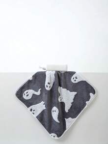 1pc Polyester Grey Bath Towel Or Kitchen Small Towel, Thin, Halloween Ghost Pattern, Unisex, All-Season, Quick-Dry Absorbent, Suitable For Bathroom, Holiday Gift, School, Outdoor Travel, Home Decor, Beach - Dark Grey - View 9
