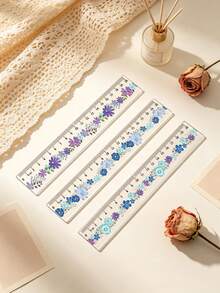 Fresh Colorful Floral Acrylic Ruler 20cm Transparent Precise Scale Long Ruler, Artistic Mori Style Flower & Leaf Design Student Stationery, Planner Drawing Homework Measurement Ruler, Smooth Easy To Use Durable, Daily Writing Drawing Learning Tool, High Aesthetic Minimalist Pastoral Style Stationery, Elementary & Middle School Students Universal Drawing Ruler, Back To School Essential All-Match Stationery, Simple Versatile Office & Study Measurement Ruler - A - View 10
