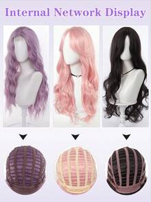 Long Wavy Synthetic Wig 75cm Purple Middle Part Wig Natural Looking Heat Resistant Hair Wigs For Women Daily Cosplay Party Style - Multicolor - View 6