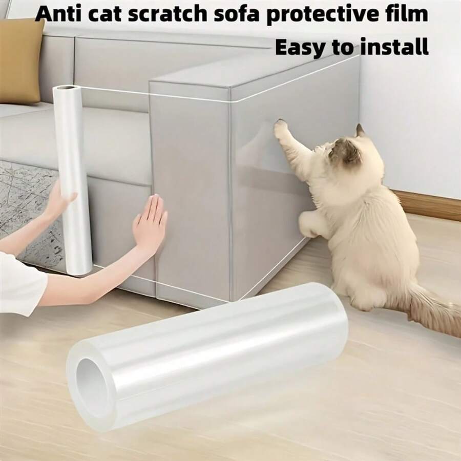 Cat Scratch Protector Film, Anti-Scratch Self-Adhesive Transparent Protective Film, Furniture Sofa Wall Door Protection Film, Anti-Scratch Protective Tape