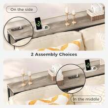 Mesa Recibidor Entrada con Tomacorrientes y Puertos USB, 100 * 75 * 15cm Consola de Entrada, Muebles Consola para Sala, Bufets, Vitrinas y Credenzas, Mesa de Sofá, Barra de - Multicolor - Ver 4