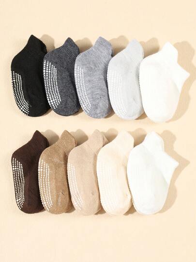 10 Pairs Cute Baby Anti-Slip Learning To Walk Socks, Solid Color Unisex For Boys And Girls, Comfortable Casual Minimalist Style, Suitable For 0-36 Months Old Babies, All Seasons, Can Be Used As Baby Socks, Newborn Socks, Toddler Socks, Infant Socks, Also Suitable As Halloween, Thanksgiving, Christmas Decoration Gifts.