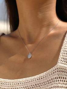 MODIAN D Color Moissanite Chain 925 Sterling Sliver Vintage Elegant Button Pendant Necklaces For Women Daily OL Fine Jewelry - Silver - View 3