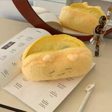 1pc Fluffy Plush Pencil Case, Back To School Supplies, Cute Ins Style Multi-Function Large Capacity Storage Bag Student Stationery Pouch - X - View 7