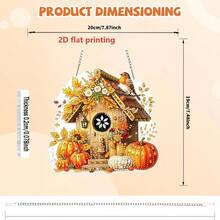 Autumn Bird Diamond Painting Window Scene, Diamond Painting Pendant With Chain, Diamond Painting Crystal Window Scene Wall Hanging Kit For Entrance And Window Decoration. - Hanging - View 3