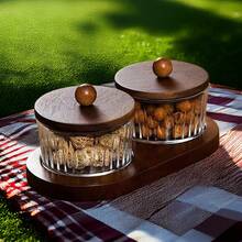 WGROOM 1 Set Multi-Function Storage Canister & Tray Set For Living Room, Dining Room, Kitchen, Suitable For Grains, Candy, Cookies, Bread, Outdoor Wedding, Party, Gift, Birthday - Multicolor - View 9