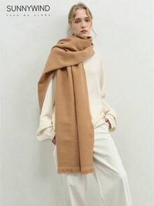 1pc Women's Solid Color Polyester Commuter Fashion Versatile Scarf For Daily Use - Camel - View 3