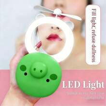 1 piece large illuminated makeup mirror, Type C rechargeable makeup mirror, equipped with 16 LED lights,ABS base is sturdy and durable, the base groove can be used as a tray for organizing cosmetics,has a 360-degree rotating touch screen and a desktop makeup mirror with adjustable brightness,portable makeup mirror - Multicolor - Ver 16