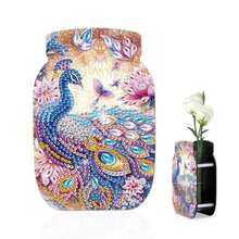 Diamond Painting Peacock Vase Kit DIY 5D Crystal Art Acrylic Flower Holder For Adults, Freestanding Decorative Desktop Vase, Colorful Bird Diamond Art Home Decor - Peacock - View 2