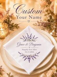 Customized Wedding Handkerchief, Valentine's Day Gift, Personalized Letter Handkerchief, Suitable For Wedding Decoration, Personalized Customization - Multicolor - View 1