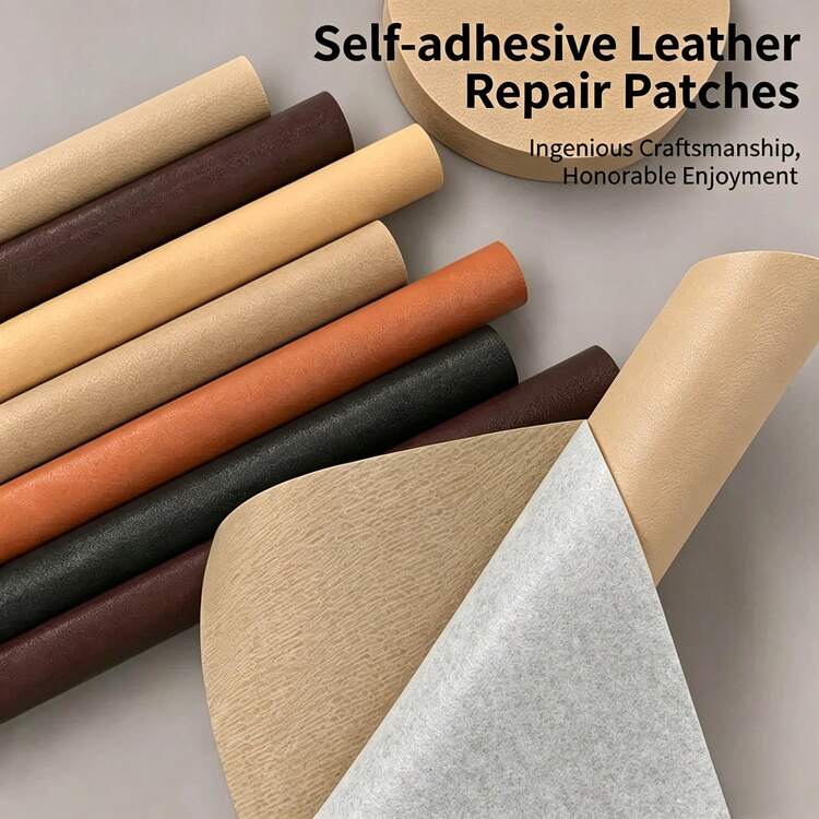 PU Leather Repair Patches, Leather Repair Tape, Suitable For Sofas, Self-Adhesive Faux Leather Stickers, Vinyl Stickers, Suitable For Car Seats, DIY Waterproof And Oil-Resistant Stickers, Sofa Renovation Stickers - Khaki - View 6