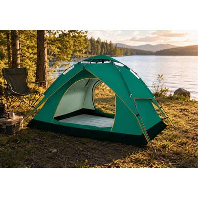 Outdoor 3-4 Person Camping Tent, Full Automatic Pop-Up, Sunproof, Quick Pitch Camping Equipment