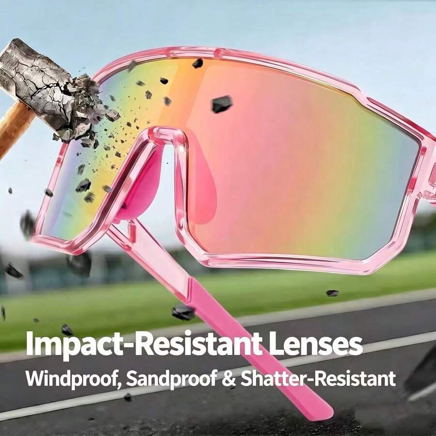 Windproof Sports Cycling Goggles, Shock Resistant Anti Sand Eyewear For Running Motorcycle Outdoor Sports - Pink - View 1