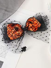 1/2pcs Pumpkin Black Mesh Headband & Hair Clip Set, Girls Hair Accessories For Halloween, Cosplay, Party, Performance - Multicolor - View 9