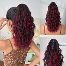 HEYPINK Ekstensi Rambut Ekor Kuda Sintetis Keriting Panjang Sedang 18 Inci Tahan Panas, Warna Cokelat Tua Emas, Gradien Cokelat Muda Merah Anggur Hitam, Cocok untuk Pesta Wanita dan Penggunaan Sehari-hari, Aksesori Rambut Ekor Kuda Gaya Cakar - Hitam Coklat - View 5