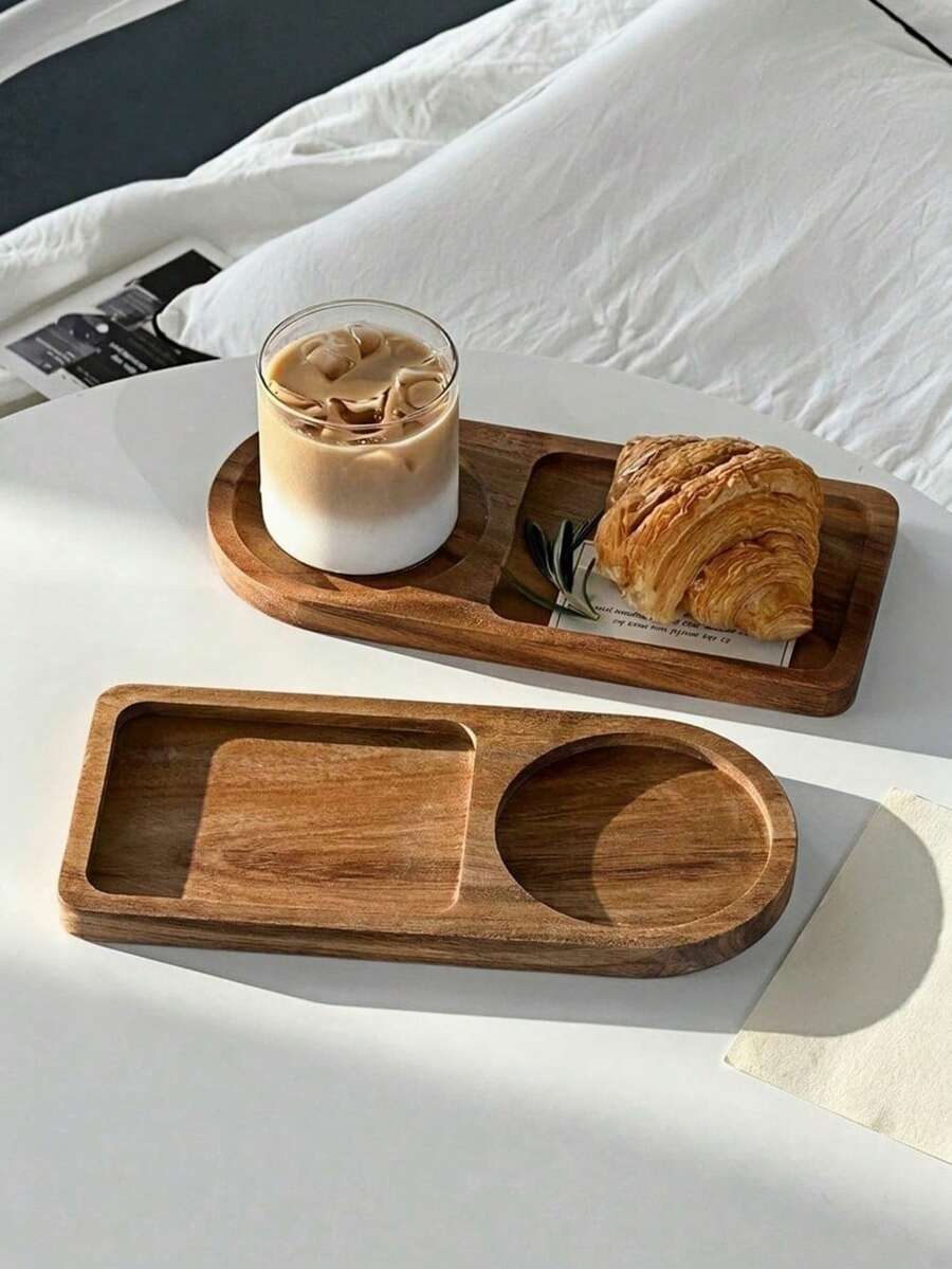 1 pieza bandeja vintage para desayuno, café, té, agua, juego de té de la tarde, pan, pasteles, postres - Marrón Mocha - Ver 1