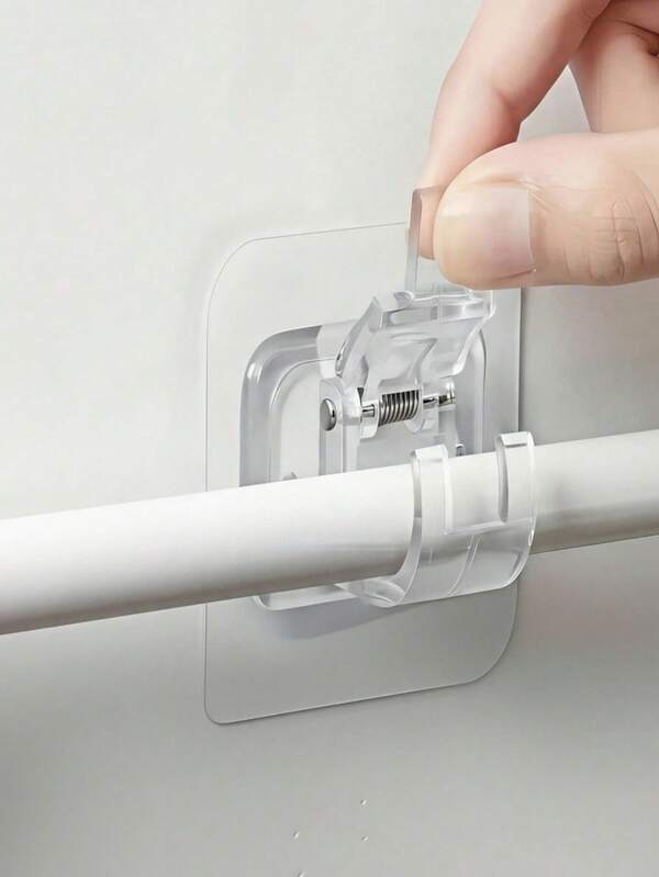 Madebyblanc 2 piezas Soporte para cortinas de cristal, soporte para cortinas de ventana, soporte ajustable para cortinas sin taladrar, ganchos de pared para cortinas, toallas, suministros de cocina, baño y sala de estar, decoración de baño de verano, accesorios de baño