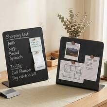 1pc Desktop Magnetic Blackboard Sign, L-Shaped Metal Memo Board, Suitable For Office Desk, Reusable Writing Message Board, Aesthetic To-Do List Planner Board - L-shaped Message Board - View 1