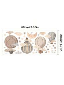 1套波希米亞風卡通熱氣球、星星與月亮牆貼 - 自黏式PVC貼紙，適用於臥室、嬰兒房、嬰兒洗禮 - 彩色 - 查看 7