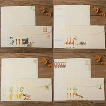 36pcs, Cat Theme Letter Set, 4 Styles, Including 24 Lined Stationery Papers And 12 Matching Envelopes, Gift Card Envelopes, Durable Paper, Minimalist Creative Love Letters, Gift Invitations, Birthday Party Invitations, Holiday Party Invitations, Romantic Confession Wedding Invitations - Kitten - View 1