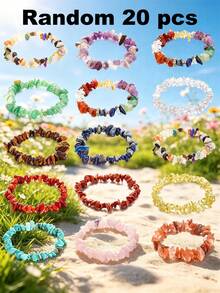 5/10/20/50/100pcs Crystal Bead Bracelet Set - Various Fashionable 8mm Gemstone Beads, Adjustable Elastic - Unisex Multi-Layer Design, Suitable For Daily Wear, Parties And Gifts - Multicolor - View 13