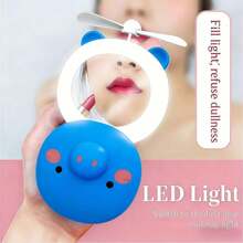 1 piece large illuminated makeup mirror, Type C rechargeable makeup mirror, equipped with 16 LED lights,ABS base is sturdy and durable, the base groove can be used as a tray for organizing cosmetics,has a 360-degree rotating touch screen and a desktop makeup mirror with adjustable brightness,portable makeup mirror - Multicolor - Ver 13