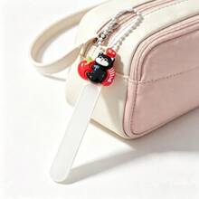 1pc Cute Black Cat Nail File With Beaded Keychain, Portable Nail Buffer Strip, Mini Manicure Nail Polishing Tool, Suitable For Travel And Daily Nail Care - Multicolor - View 4