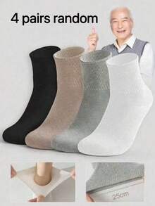 3/4/6/12/20 paires de chaussettes mi-mollet amples pour hommes grande taille, haute élasticité convenant aux pieds enflés, non contraignantes, couleur unie (noir, blanc, gris), polyvalentes pour un port quotidien, convenant aux personnes d'âge moyen et âgées, conception à ouverture ample, port toutes saisons, chaussettes en coton décontractées - Multicolore - Voir 11