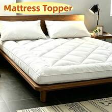 Premium Bedroom & RV Mattress Topper, Ultra Comfortable Floor Mattress Pads For RV, Bedroom, Dormitory, Camping, High Quality Polyester Fiber Material, White And Grey, Machine Washable - White - View 4