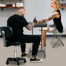 Black Free Standing Adjustable Height Armrest Stand With Tray For Tattooing - Default - View 3