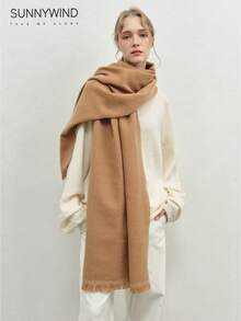 1pc Women's Solid Color Polyester Commuter Fashion Versatile Scarf For Daily Use - Camel - View 1