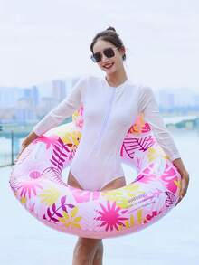 Extra Large Thickened Leaf-Shaped Inflatable Swim Ring With Backrest Lounge Chair, Adult Underarm Float - Multicolor - View 2